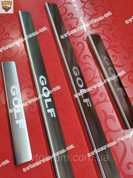 Накладки на пороги VOLKSWAGEN GOLF VI PLUS *2003-2012 Фольксваген Гольф 6 ПЛЮС Нержавейка САТИН комплект PS-VW06 OMSA фото