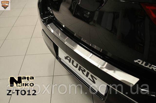 Накладка на задній Бампер Toyota Auris 5D *2012-2018рік Тойота Ауріс Хетчбек Нержавійка з загибом Z-TO12 фото