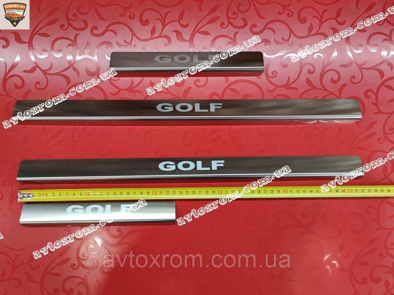Накладки на пороги VOLKSWAGEN GOLF VI PLUS *2003-2012 Фольксваген Гольф 6 ПЛЮС Нержавейка САТИН комплект PS-VW06 OMSA фото