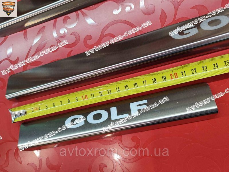 Накладки на пороги VOLKSWAGEN GOLF VI PLUS *2003-2012 Фольксваген Гольф 6 ПЛЮС Нержавейка САТИН комплект PS-VW06 OMSA фото