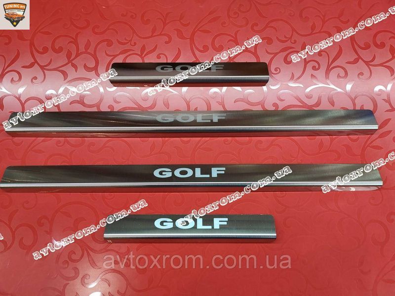 Накладки на пороги VOLKSWAGEN GOLF VI PLUS *2003-2012 Фольксваген Гольф 6 ПЛЮС Нержавейка САТИН комплект PS-VW06 OMSA фото