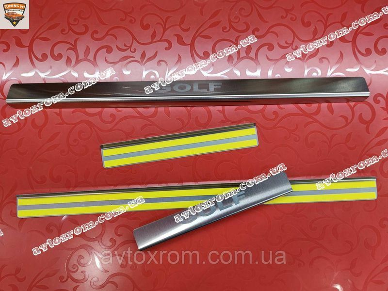 Накладки на пороги VOLKSWAGEN GOLF VI PLUS *2003-2012 Фольксваген Гольф 6 ПЛЮС Нержавейка САТИН комплект PS-VW06 OMSA фото