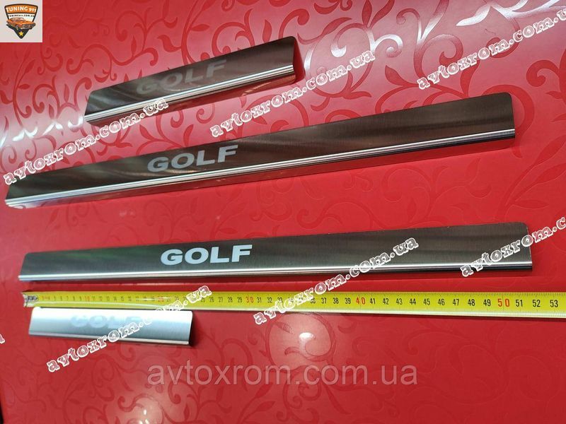 Накладки на пороги VOLKSWAGEN GOLF VI PLUS *2003-2012 Фольксваген Гольф 6 ПЛЮС Нержавейка САТИН комплект PS-VW06 OMSA фото