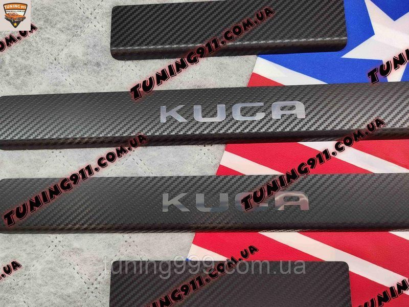 Накладки на пороги під Карбон FORD KUGA III з *2019+ Форд Куга Преміум з логотипом 4 одиниці комплект Україна PK-FO41 nn фото