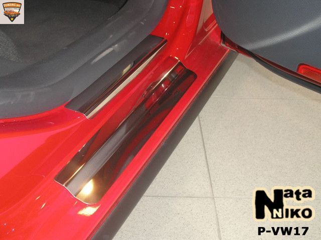 Накладки на пороги Volkswagen JETTA V *2005-2010год Фольксваген Джетта 5 Премиум Нержавейка с логотипом 8штук P-VW17 nn. фото