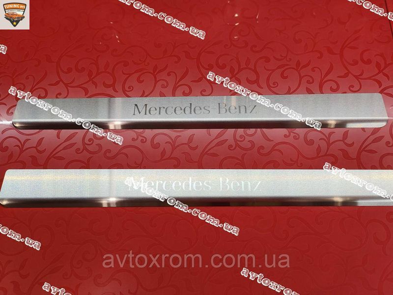 MERCEDES VIANO VITO 639 *2003-2014г Мерседес Виано Вито накладки на пороги Сатиновая НЕРЖ 2шт с логотипом PS-ME09 OMSAA фото