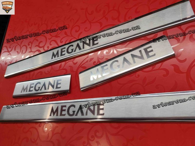 Накладки на пороги RENAULT MEGANE 3 GRAND TOUR *2009-2015рік Рено Меган 3 Універсал Преміум Нержавійка 4 одиниці P-RE17 фото