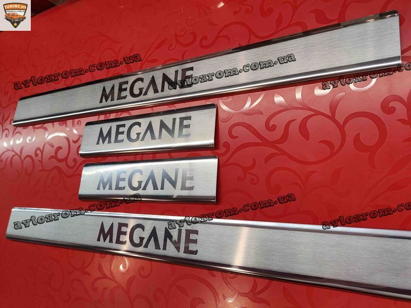 Накладки на пороги RENAULT MEGANE 3 GRAND TOUR *2009-2015рік Рено Меган 3 Універсал Преміум Нержавійка 4 одиниці P-RE17 фото