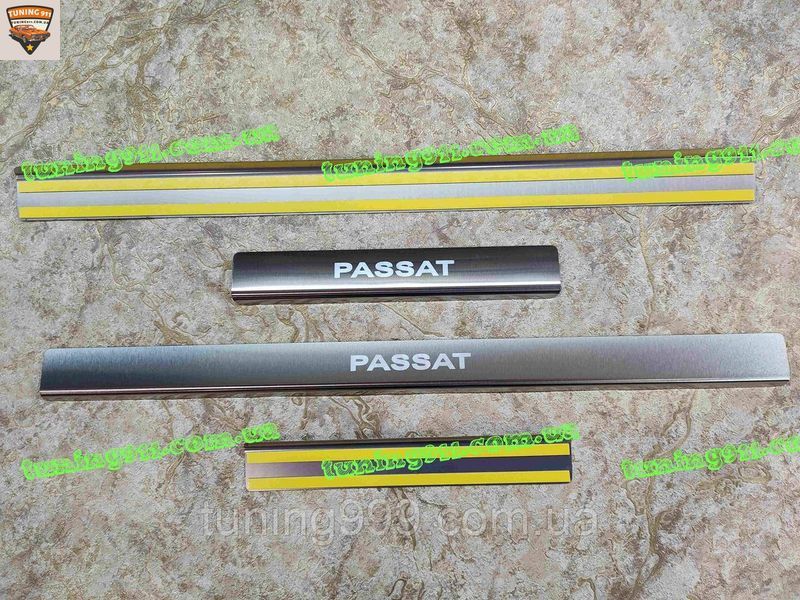 Накладки на пороги VOLKSWAGEN PASSAT B8 4D/VARIANT *2014- Фольксваген Пассат Б8 Пасат В8 Седан Універсал САТИНОВА Нержавійка PS-VW41 OMSA фото