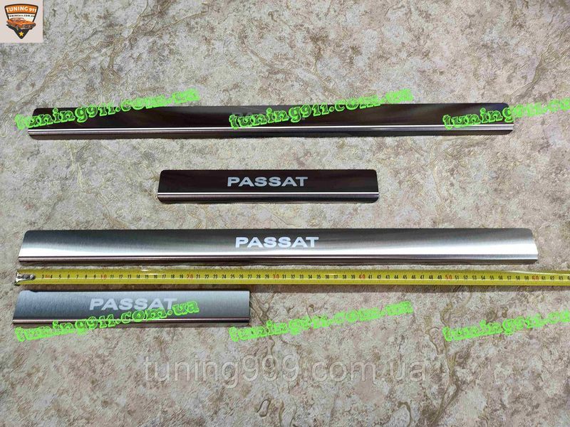Накладки на пороги VOLKSWAGEN PASSAT B8 4D/VARIANT *2014- Фольксваген Пассат Б8 Пасат В8 Седан Універсал САТИНОВА Нержавійка PS-VW41 OMSA фото