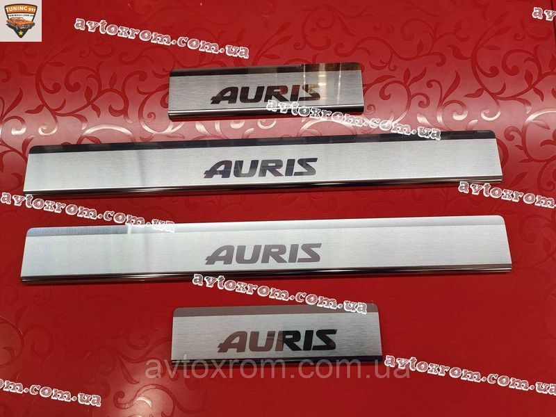 TOYOTA AURIS II *2012-2018 год Тойота Аурис Накладки на пороги с логотипом нержавейка премиум Турция комплект P-TO28 OMSA фото