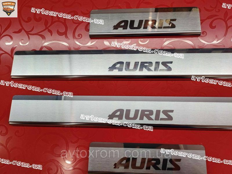 TOYOTA AURIS II *2012-2018 год Тойота Аурис Накладки на пороги с логотипом нержавейка премиум Турция комплект P-TO28 OMSA фото