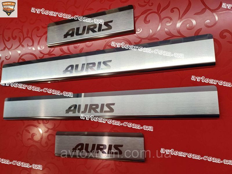 TOYOTA AURIS II *2012-2018 год Тойота Аурис Накладки на пороги с логотипом нержавейка премиум Турция комплект P-TO28 OMSA фото