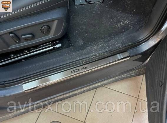 Накладки на пороги Фольксваген ІД4 Volkswagen id 4 преміум нержавійка комплект 4одиниці P-VW56 фото
