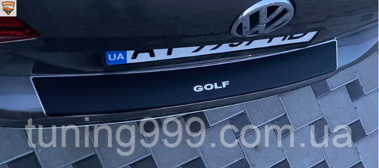 Фольксваген Гольф 7 Універсал 2012-2020 рік VOLKSWAGEN GOLF VII VARIANT Накладка на Бампер з загибом під Карбон Нержавійка Преміум ZK-VW31 nk фото