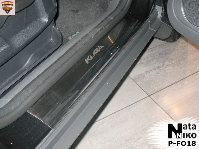 Накладки на пороги Форд Куга *2008-2013рік FORD KUGA Преміум Нержавійка з логотипом 4одиниці P-FO18 фото