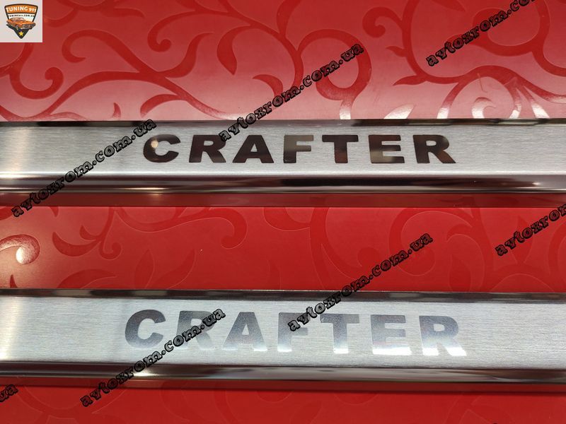 Накладки на пороги Фольксваген Крафтер (2 шт) Volkswagen Crafter *2006-2017 защита карниза ПРЕМИУМ Нержавейка P-VW03 фото